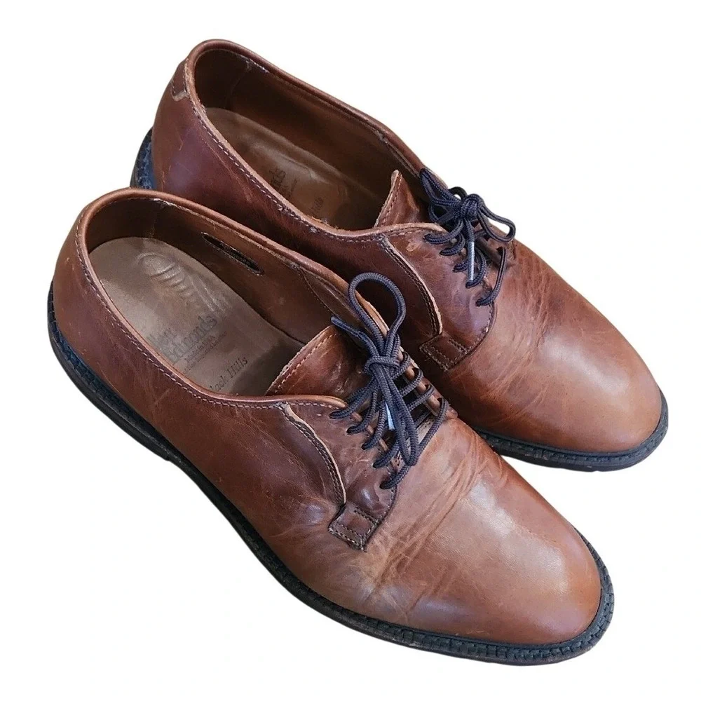 Allen Edmonds Mens Black‎ Hills 2995 Brown Plain Toe Oxford Derby Preppy Shoes 9